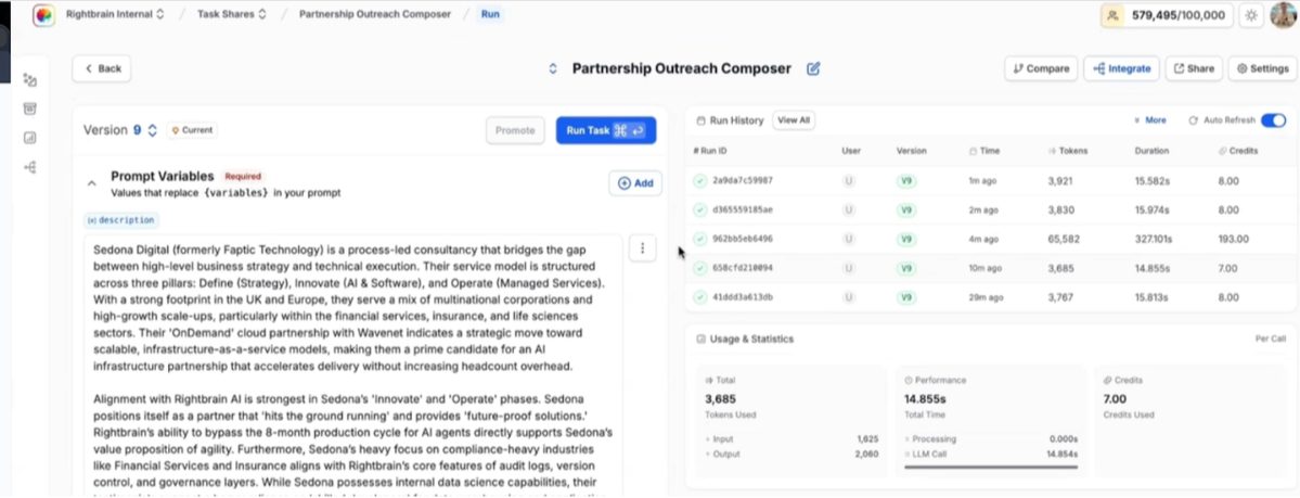 The personalised outreach composer drafting LinkedIn and email templates.
